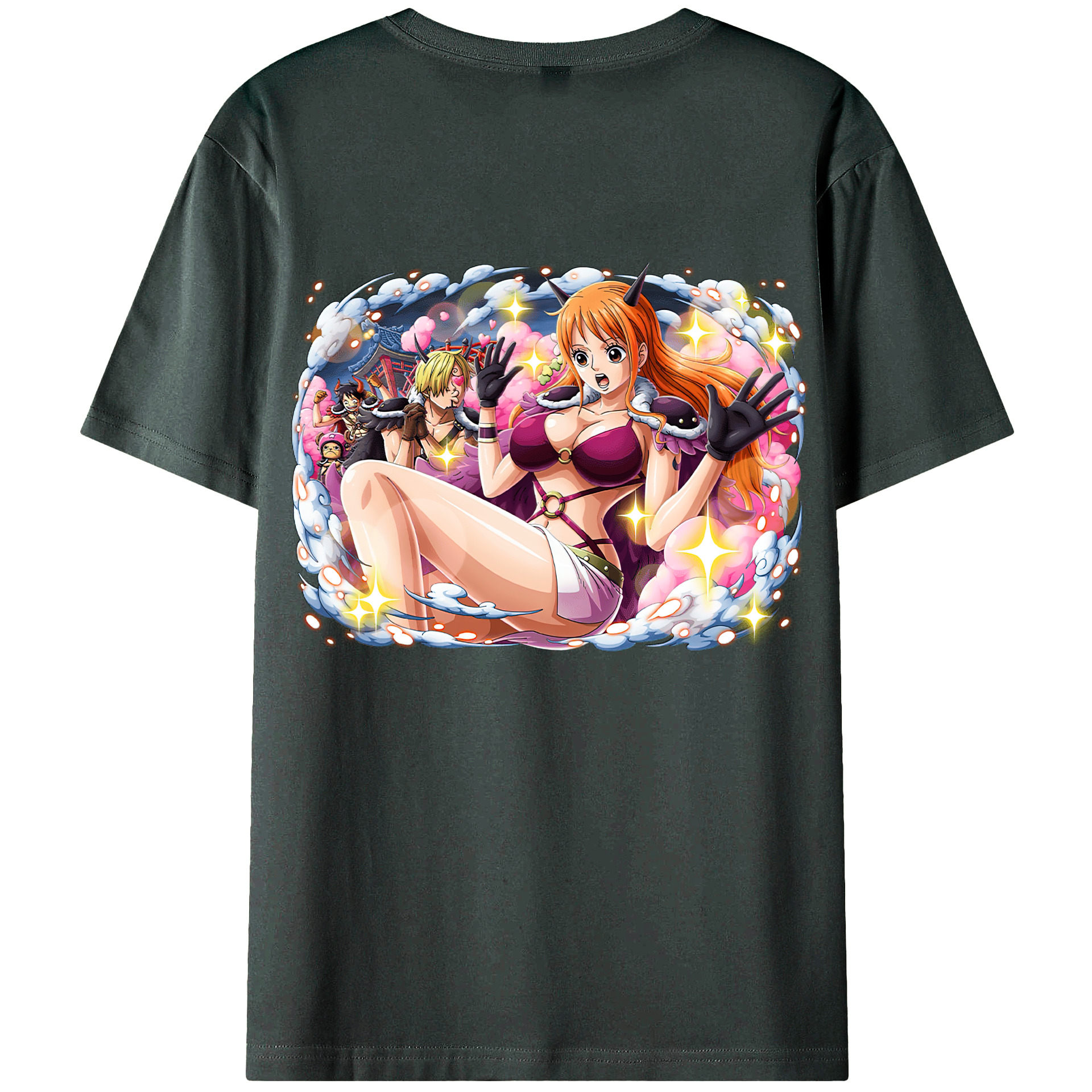 （画像用） ワンピース ナミ ONE PIECE Nami 綿100％ メンズ半袖Tシャツ（バックプリント） 通気性
